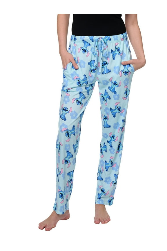 Stitch Lounge Pajama Cotton Pants Hibiscus Flowers Womens