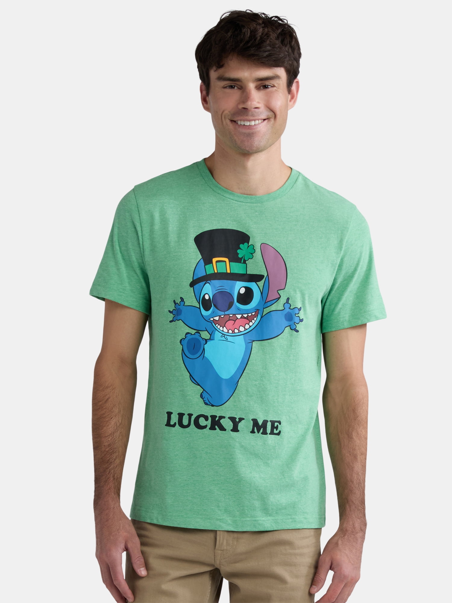 Disney Stitch Men's & Big Men's Saint Patrick's Day Graphic Tee, Sizes XS-3XL