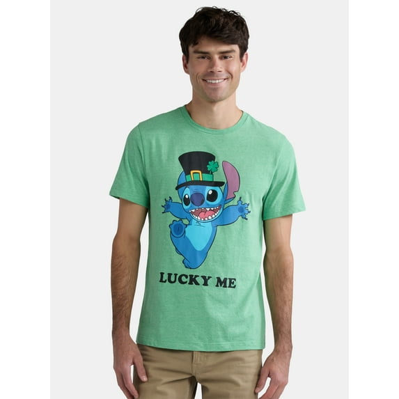 Disney Stitch Men's & Big Men's Saint Patrick's Day Graphic Tee, Sizes XS-3XL