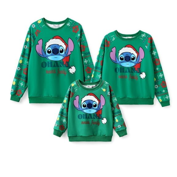 Disney Stitch Mens Graphic Sweatshirts Family Christmas Matching Sets Pullover Ugly Crewneck Sweatshirts