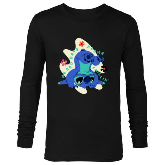 Disney Stitch No Bad Days Aloha Chillin’ - Long Sleeve T-Shirt for Men - Customized-Black