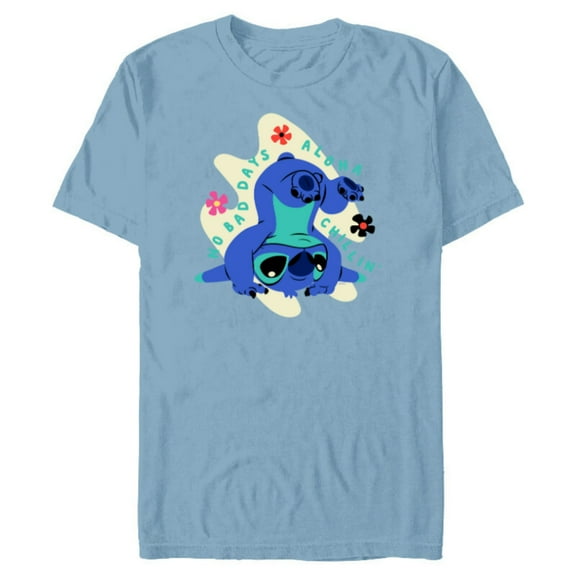 Disney Stitch No Bad Days Aloha Chillin’ - Short Sleeve Blended T-Shirt for Adults - Customized-Ocean Blue