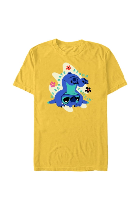 Stitch No Bad Days Aloha Chillin’ - Short Sleeve Blended T-Shirt for Adults - Customized-Yellow