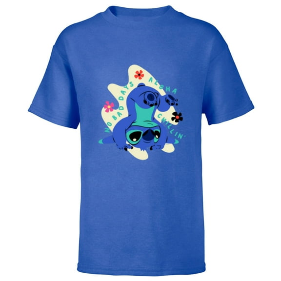 Disney Stitch No Bad Days Aloha Chillin’ - Short Sleeve T-Shirt for Kids - Customized-Royal