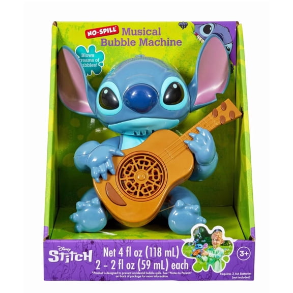 Disney Lilo & Stitch No-Spill Bubble Machine for Kids, Automatic Outdoor Bubble Blower Maker Toy