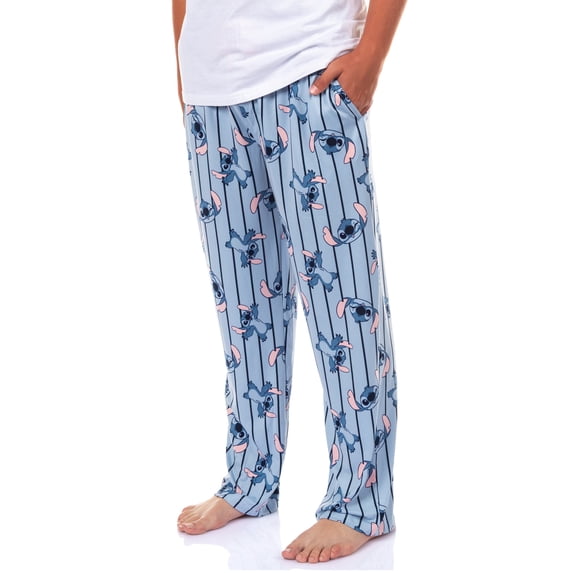 Disney Stitch Pajama Pants Striped Men's Lounge Sleep Bottoms