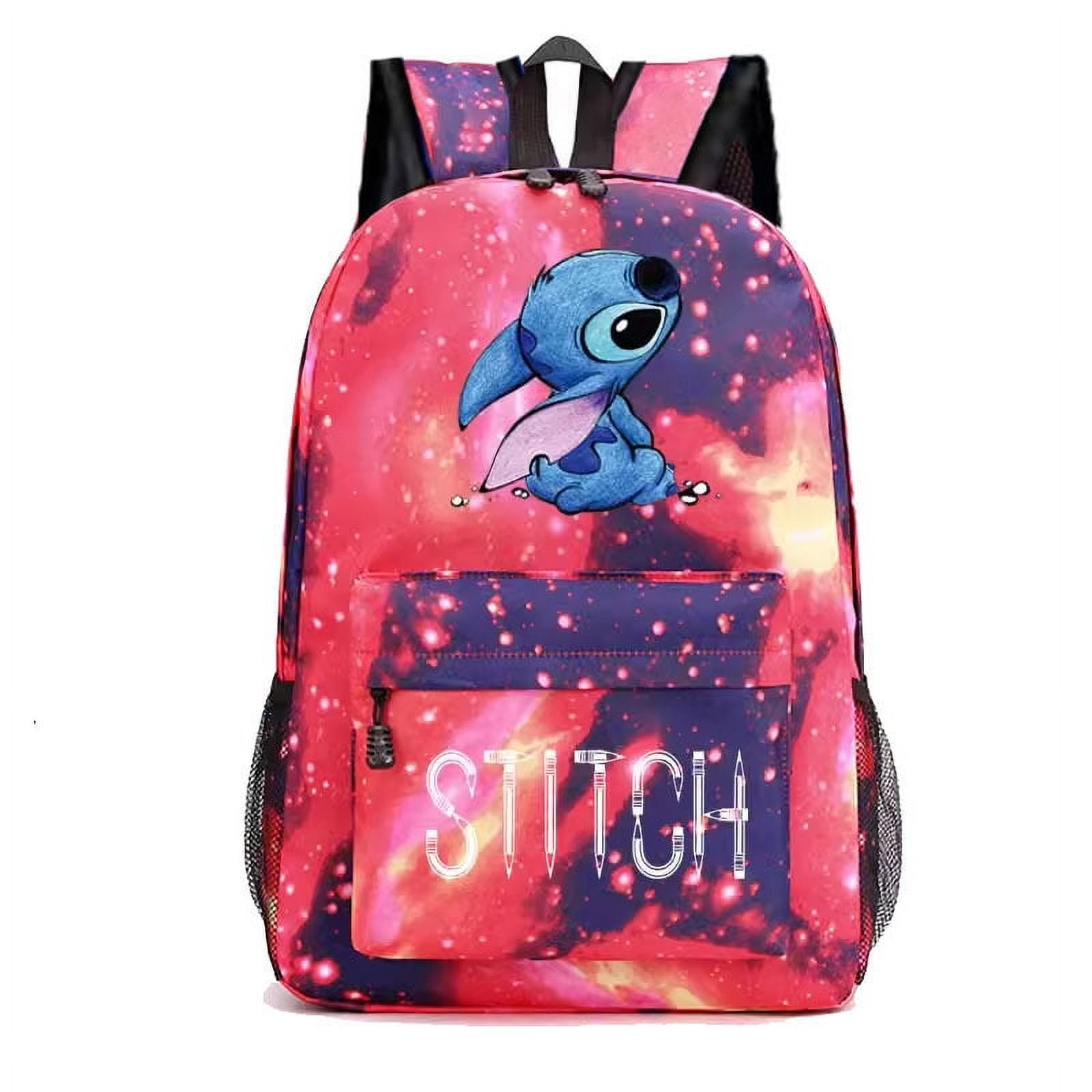 DisneyStitch Pattern Backpack Adorable Kawaii Design for School