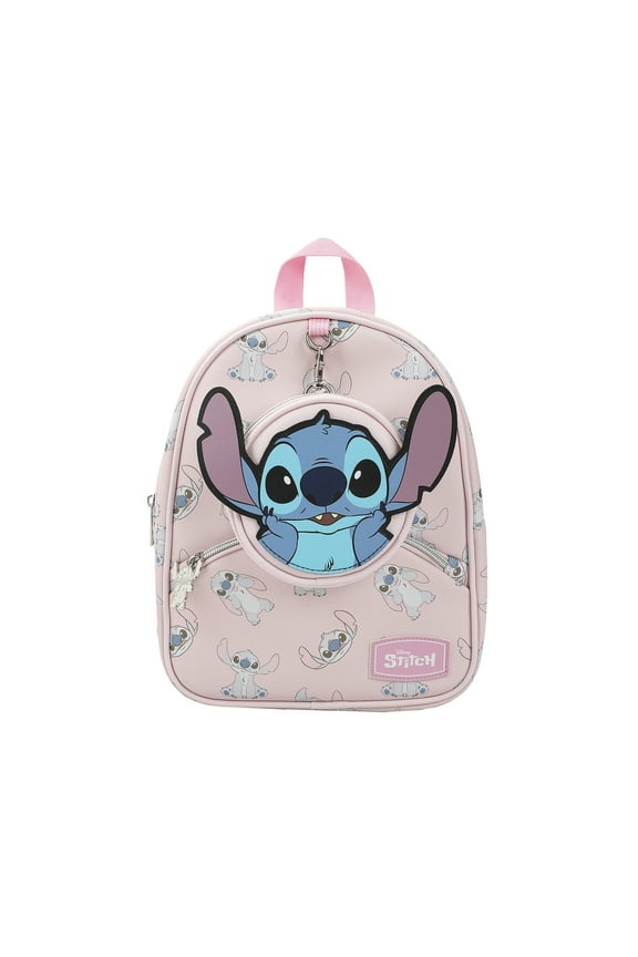 Disney Stitch Playful Pose Pink 10.5" Mini PU Backpack