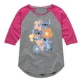 thumbnail image 1 of Disney - Stitch Pop Flowers - Youth Girls Shirt Tail Raglan T-Shirt, 1 of 4