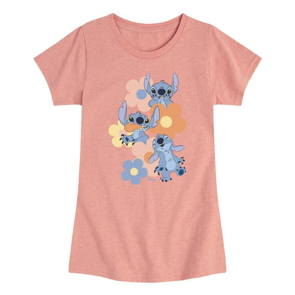 Disney - Stitch Pop Flowers - Youth Girls Short Sleeve T-Shirt