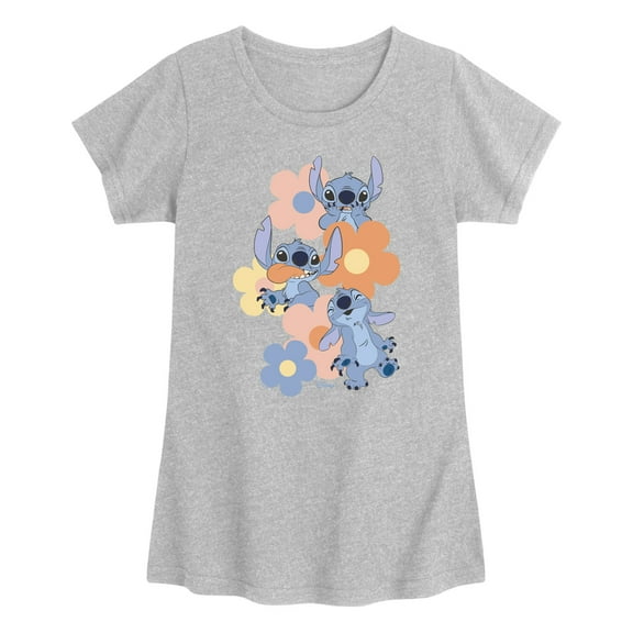 Disney - Stitch Pop Flowers - Youth Girls Short Sleeve T-Shirt