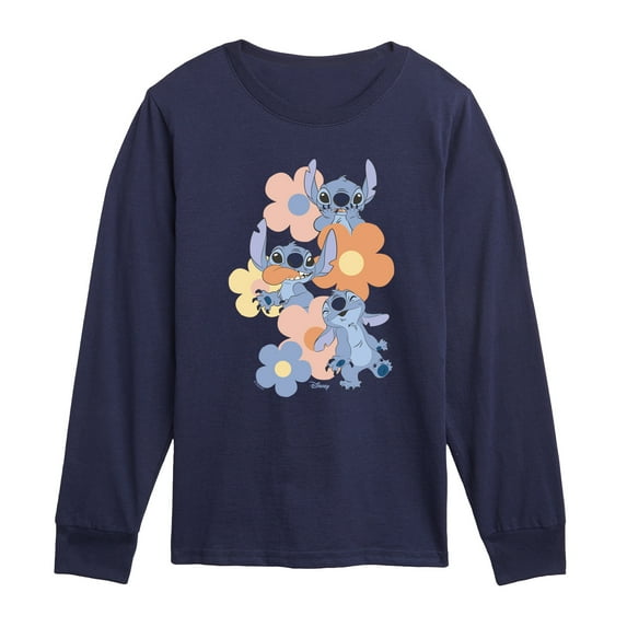 Disney - Stitch Pop Flowers - Youth Long Sleeve Graphic T-Shirt
