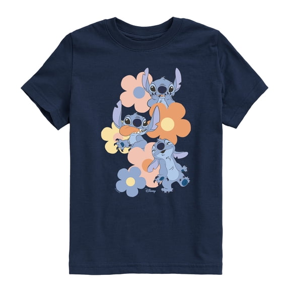 Disney - Stitch Pop Flowers - Youth Short Sleeve Graphic T-Shirt