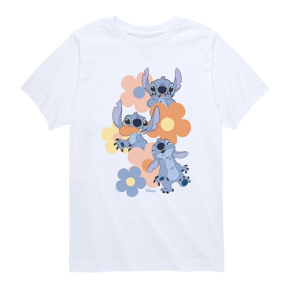 Disney - Stitch Pop Flowers - Youth Short Sleeve Graphic T-Shirt