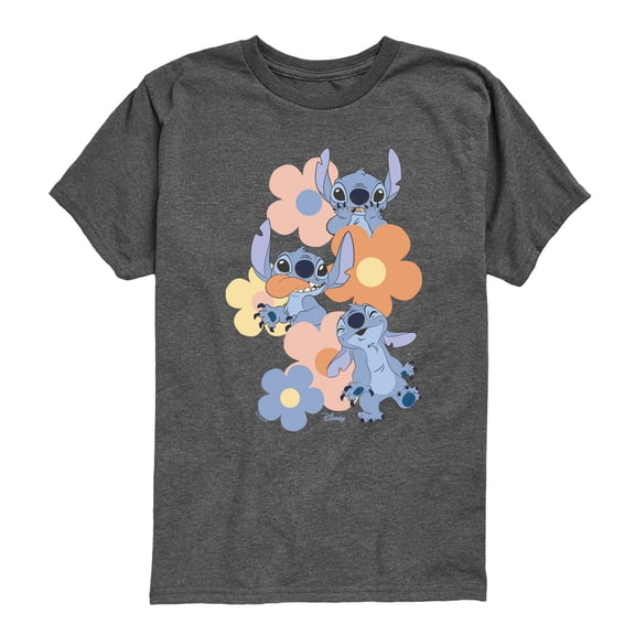 Disney - Stitch Pop Flowers - Youth Short Sleeve Graphic T-Shirt