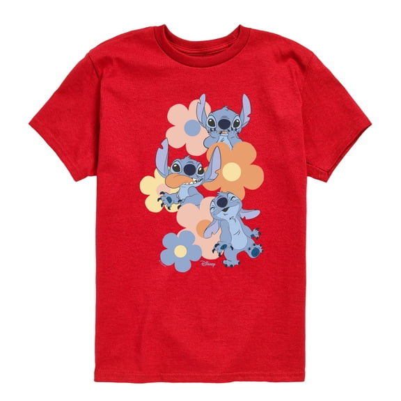 Disney - Stitch Pop Flowers - Youth Short Sleeve Graphic T-Shirt