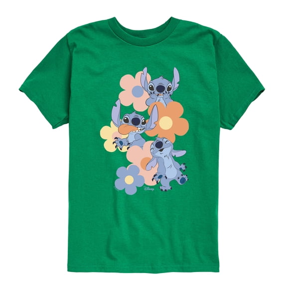 Disney - Stitch Pop Flowers - Youth Short Sleeve Graphic T-Shirt