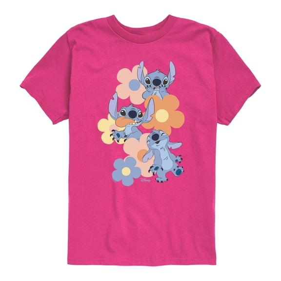 Disney - Stitch Pop Flowers - Youth Short Sleeve Graphic T-Shirt