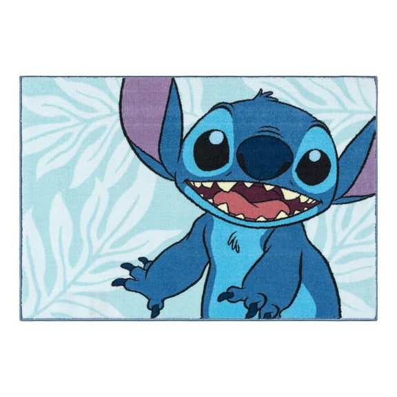Disney Stitch Blue Aqua Multicolored Printed Polyester Easy-Care Youth Indoor Area Rug, 32x46