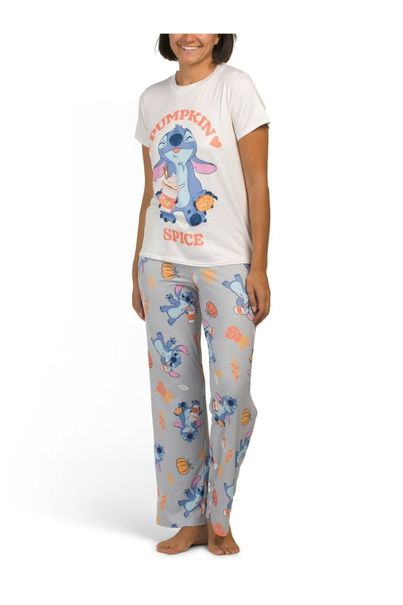 Disney Stitch Pumpkin Spice Women's Pajama Set, Small