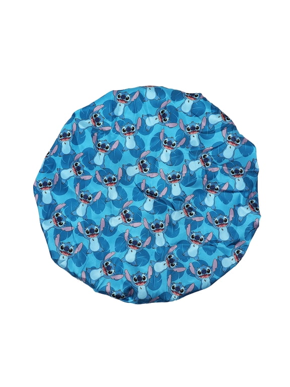 Disney Stitch Repeat Character Print Blue Satin Bonnet
