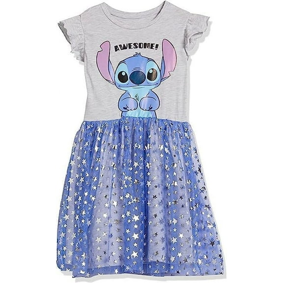 Disney Stitch Ruffle Sleeve Tulle Dress-Girls Sizes 4-16