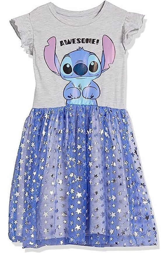 Stitch Ruffle Sleeve Tulle Dress-Girls Sizes 4-16