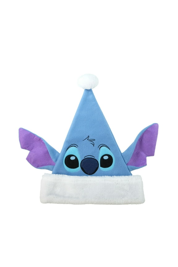 Disney Stitch Santa Holiday Hat, 16 inches Tall, Unisex, Blue, by Ruz