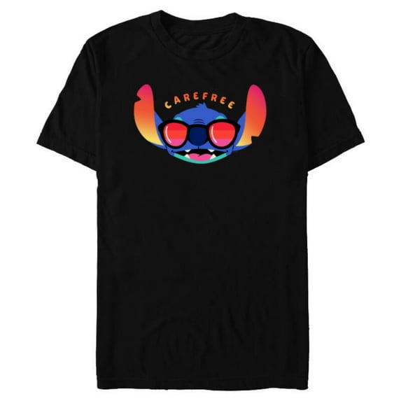 Disney Stitch Shades Carefree - Short Sleeve Blended T-Shirt for Adults - Customized-Black