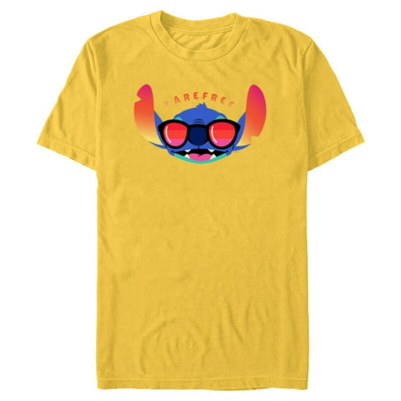 Disney Stitch Shades Carefree - Short Sleeve Blended T-Shirt for Adults - Customized-Yellow