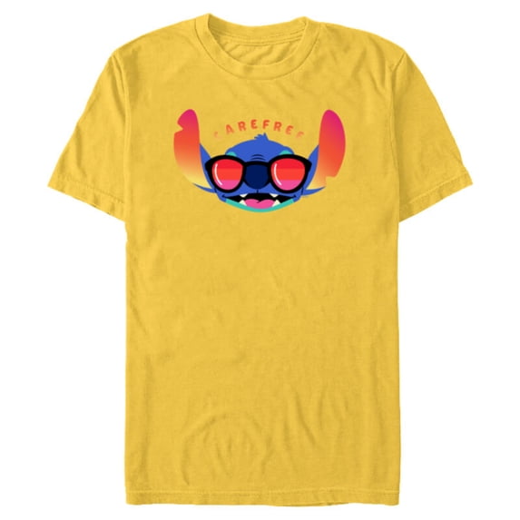 Disney Stitch Shades Carefree - Short Sleeve Blended T-Shirt for Adults - Customized-Yellow