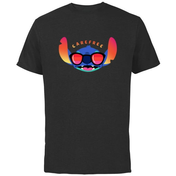 Disney Stitch Shades Carefree - Short Sleeve Cotton T-Shirt for Adults - Customized-Black