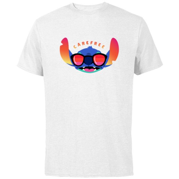 Disney Stitch Shades Carefree - Short Sleeve Cotton T-Shirt for Adults - Customized-White