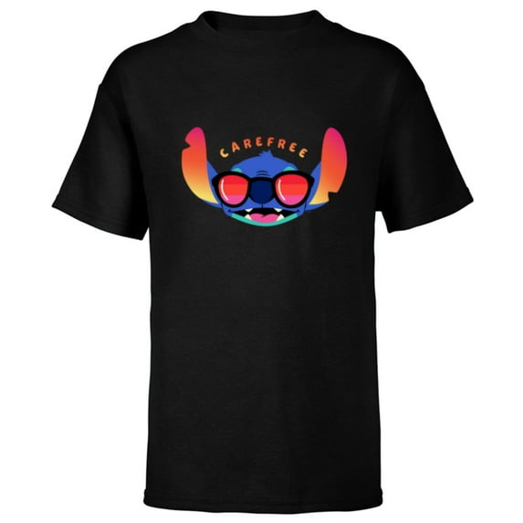 Disney Stitch Shades Carefree - Short Sleeve T-Shirt for Kids - Customized-Black