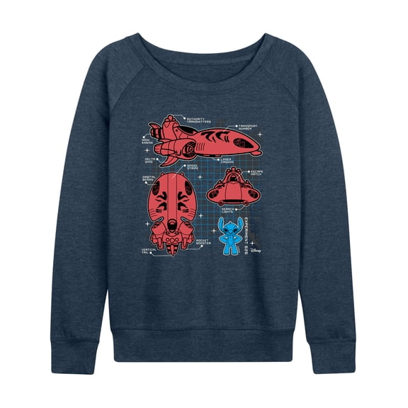 Disney - Stitch Ship Schematic - Women's French Terry Long Sleeve Pullover