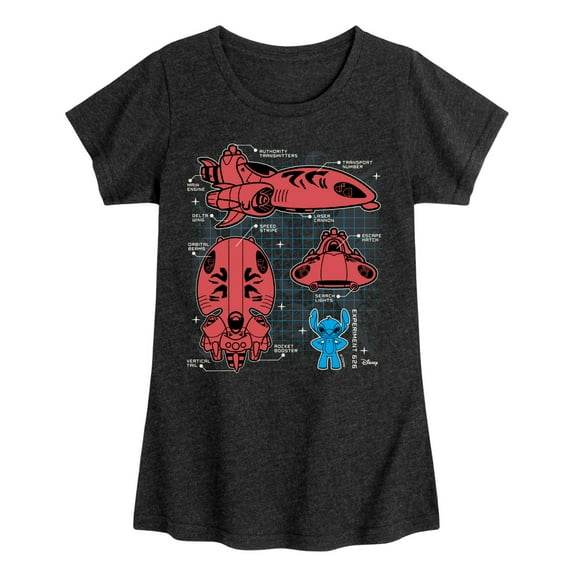 Disney - Stitch Ship Schematic - Youth Girls Short Sleeve T-Shirt