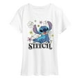 thumbnail image 1 of Disney - Stitch Sit Floral - Women's Short Sleeve Graphic T-Shirt, 1 of 4