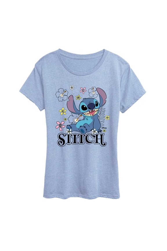 - Stitch Sit Floral - Women's Short Sleeve Graphic T-Shirt