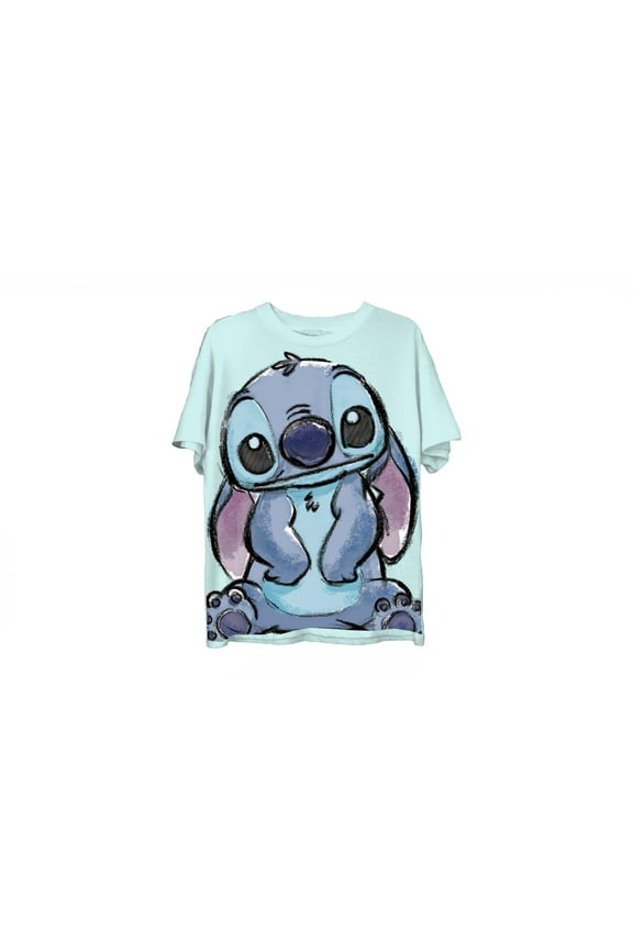 Stitch Sitting Women's Light Blue Boyfriend Tee 2X