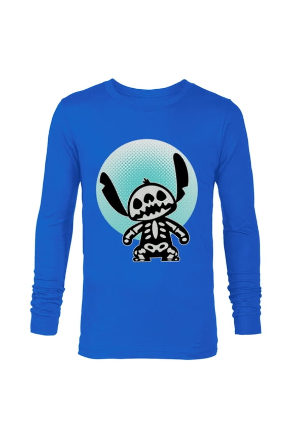 Stitch Skeleton Halftone - Long Sleeve T-Shirt for Men - Customized-Royal