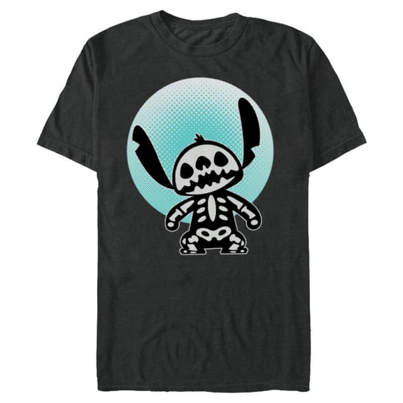 Disney Stitch Skeleton Halftone - Short Sleeve Blended T-Shirt for Adults - Customized-Dark Heather