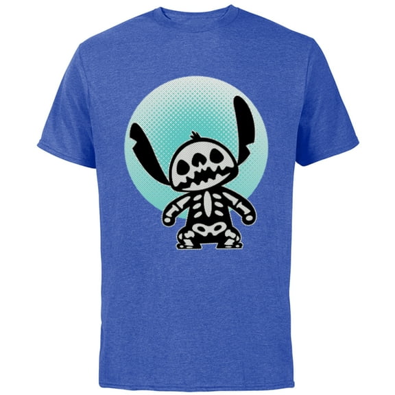 Disney Stitch Skeleton Halftone - Short Sleeve Cotton T-Shirt for Adults - Customized-Royal Heather