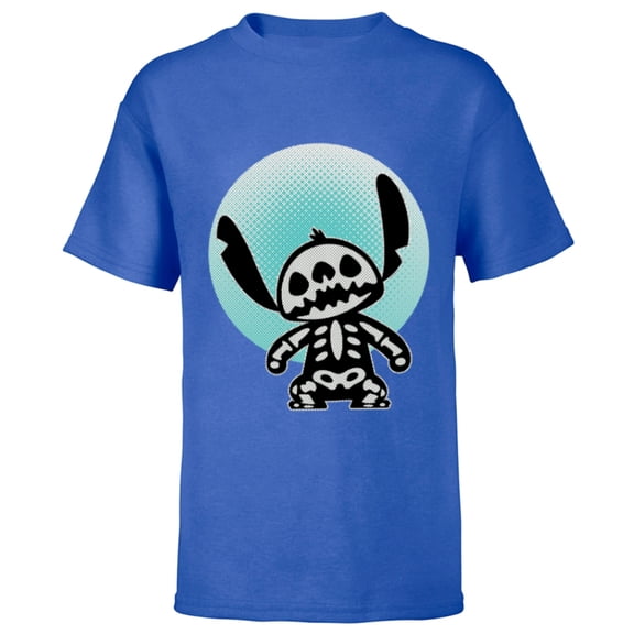 Disney Stitch Skeleton Halftone - Short Sleeve T-Shirt for Kids - Customized-Royal