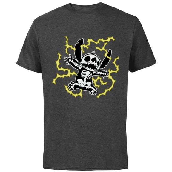 Disney Stitch Skeleton Halloween - Short Sleeve Cotton T-Shirt for Adults - Customized-Charcoal