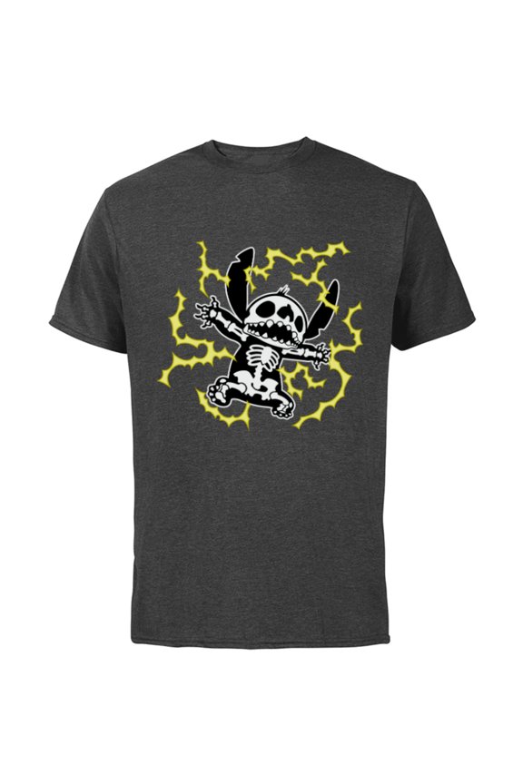 Stitch Skeleton Halloween - Short Sleeve Cotton T-Shirt for Adults - Customized-Charcoal