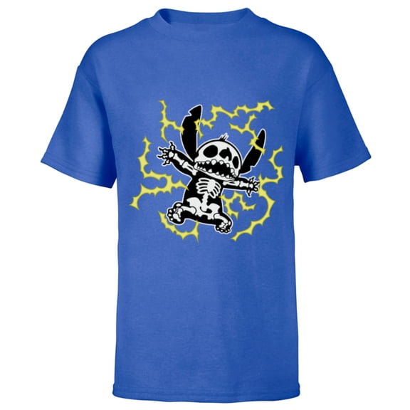 Disney Stitch Skeleton Halloween - Short Sleeve T-Shirt for Kids - Customized-Royal
