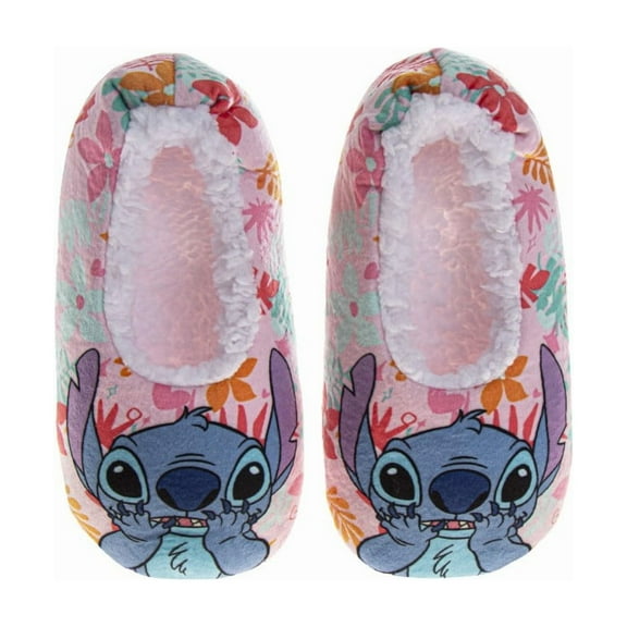 Disney Stitch Slippers for Girls, Stitch Design Multicolorr Plush Cozy Interior (Little Kid Big Kid), Multicolorred, Size: 4, 5