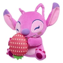 Disney Stitch Small 7-inch Plush Stuffed Animal, Angel with Strawberry, Kids Toys for Ages 2 up