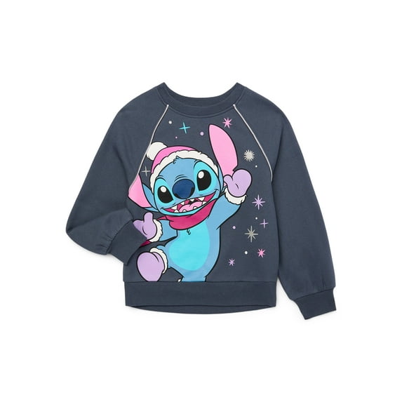 Disney Stitch Snow Girls Pullover Fleece Sweatshirt, Sizes 4-16