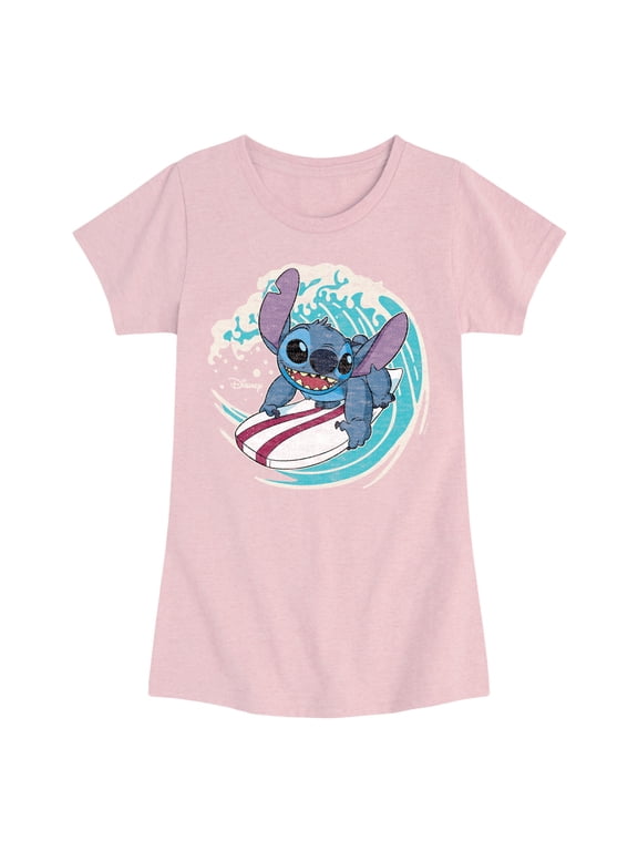 - Stitch Surf Girls' Fitted Short Sleeve Graphic T-Shirt